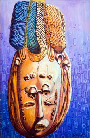 Pretty Woman Headdress/Mask--Painting of an African Mask