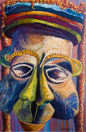 Marabout Healer--Painting of an African Mask-