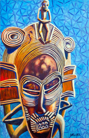 Female Acrobat--Painting of an African Mask