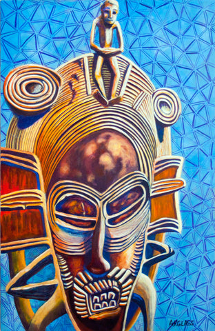 Female Acrobat--Painting of an African Mask