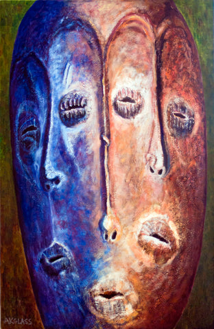 Bwami Three Faces--Painting of an African Mask